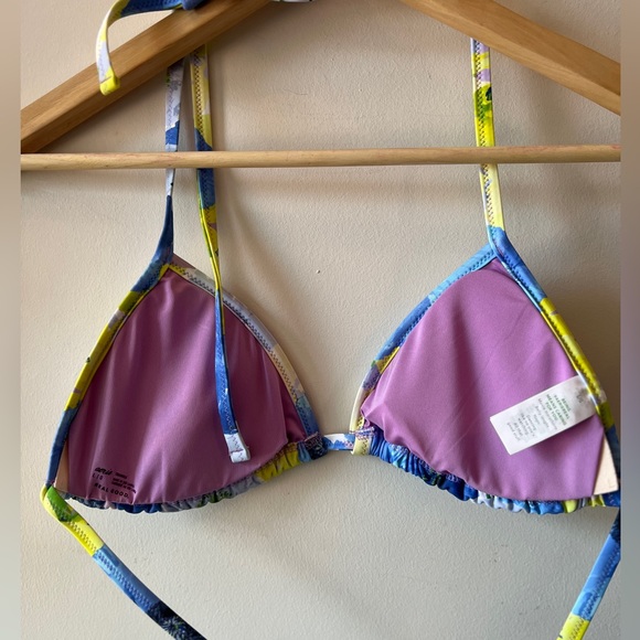 Aerie Triangle Floral Bikini Top L GUC - Picture 2 of 2